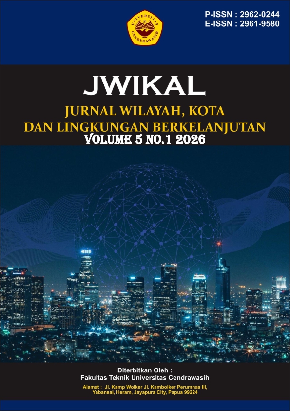 					View Vol. 5 No. 1 (2026): JURNAL WILAYAH, KOTA DAN LINGKUNGAN BERKELANJUTAN
				